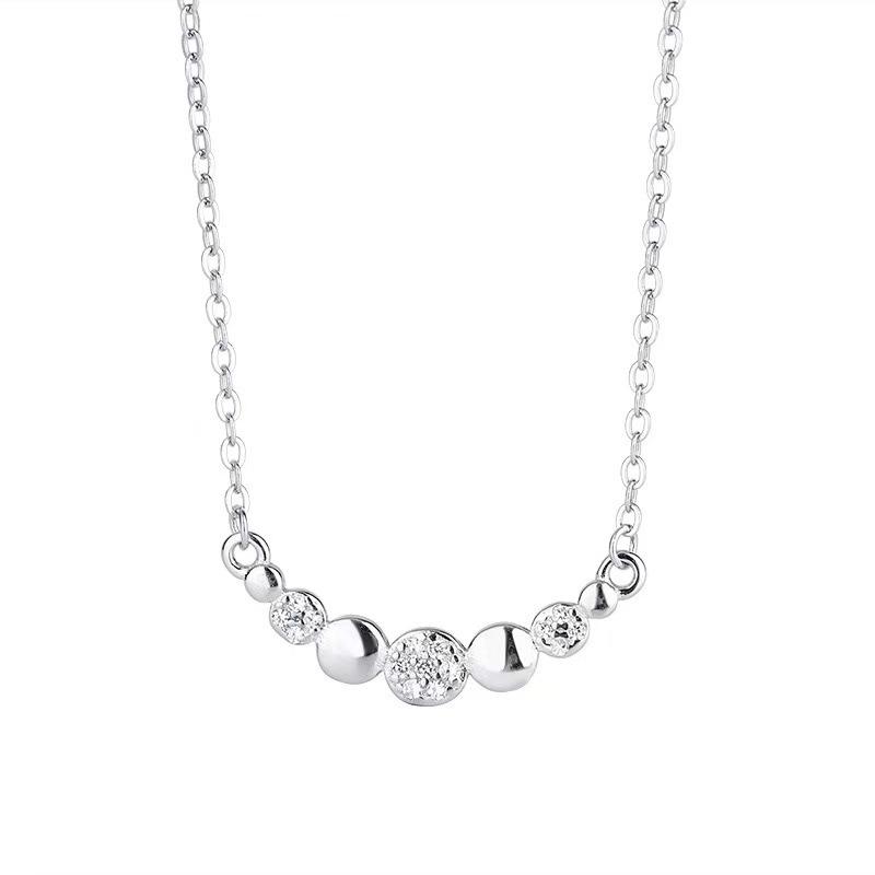 S925 sterling silver geometric curved necklace female Korean version personalized versatile diamond pendant autumn and winter new collarbone chain 925 silver