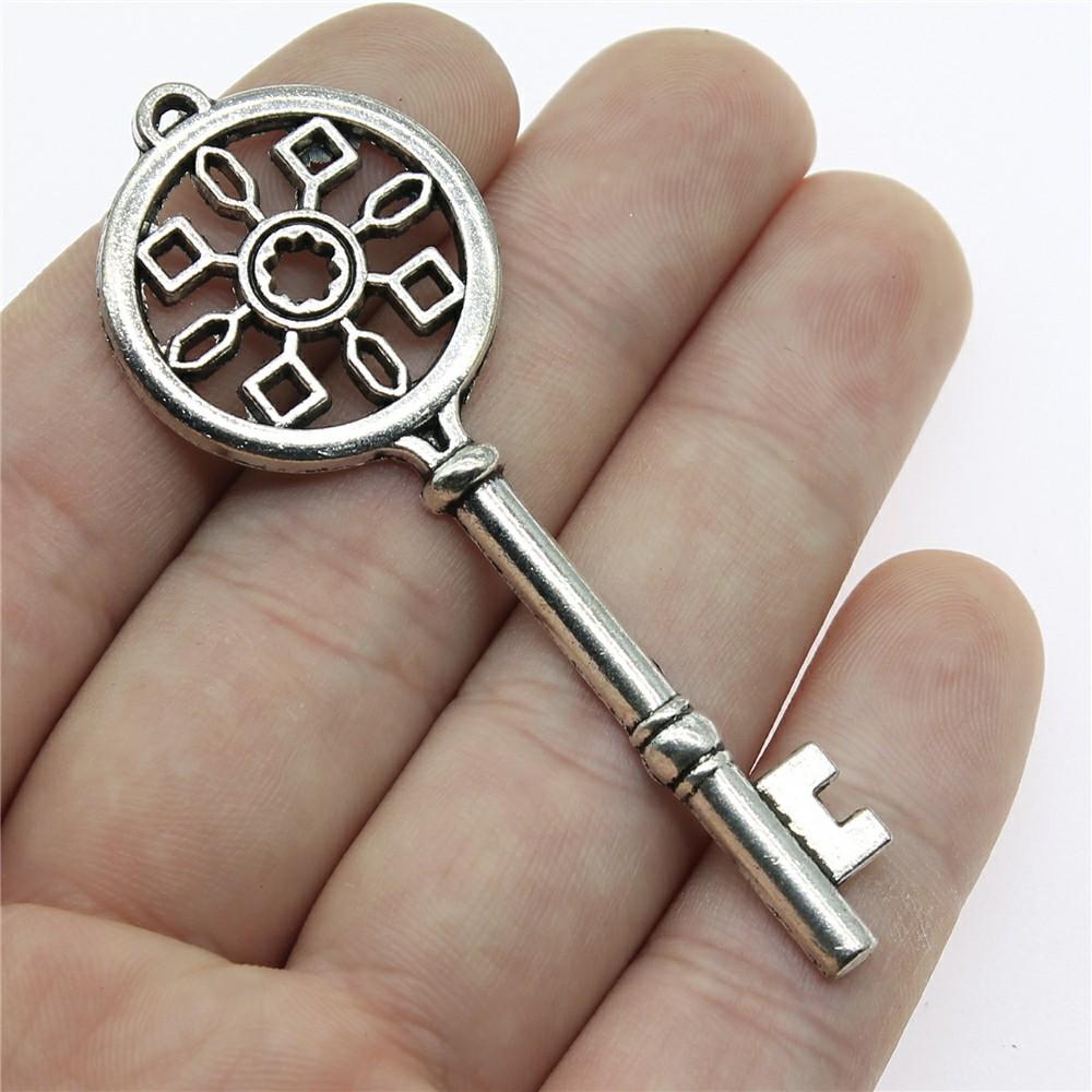 2pcs Charms Key Antique Silver Color Vintage Key Charms Pendant Jewelry Retro Key Charms For Jewelry Making
