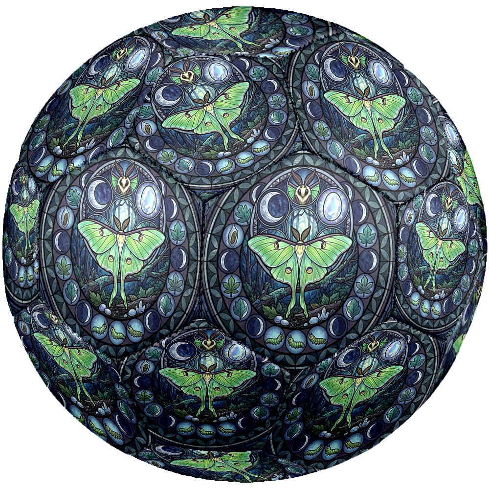 Moonlit Luna Moth Mandala Round Football Size 5 Adult Ball Suitable for Training Matches and Outdoor Team.