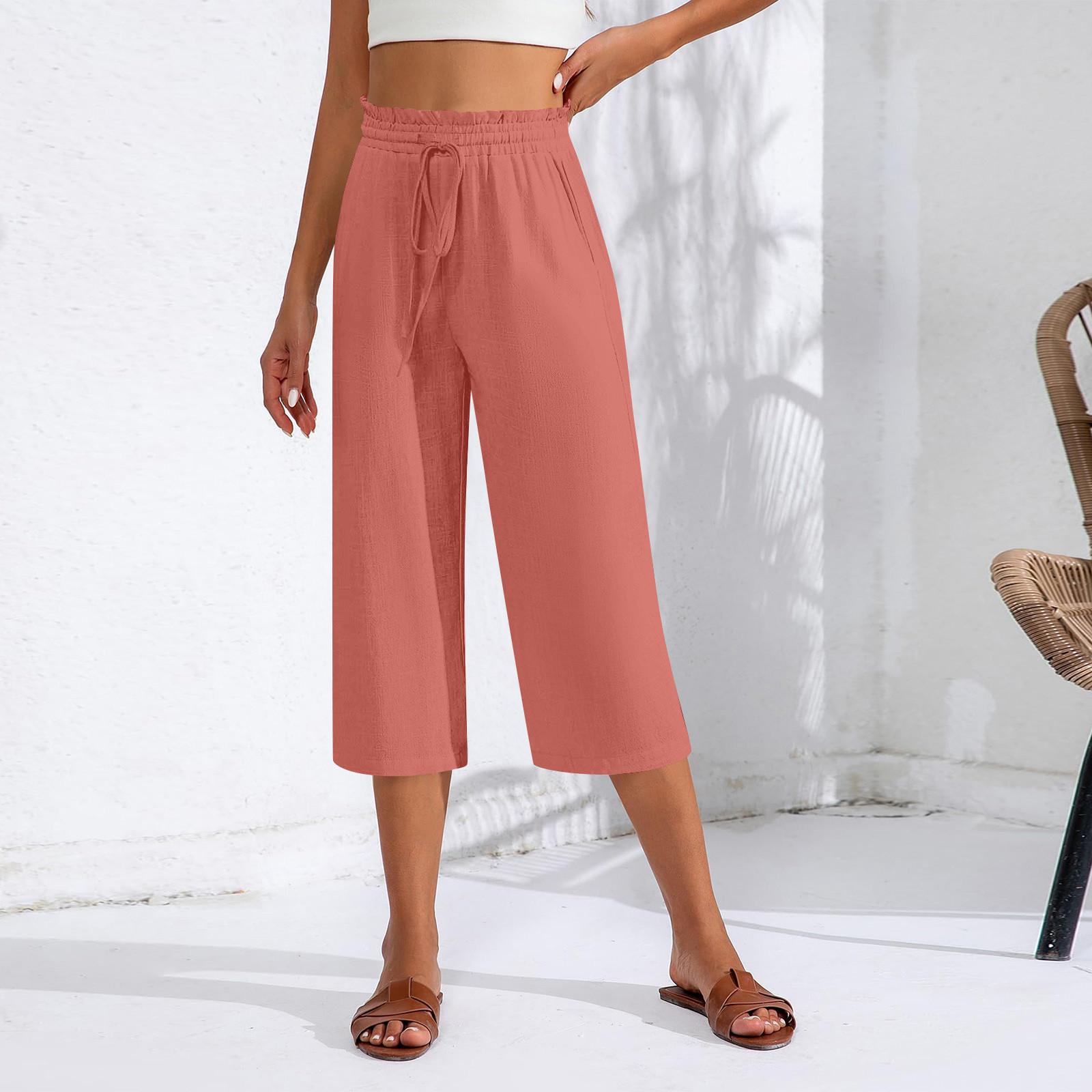 

Жіночі капрі з кишенями вільного крою повсякденні штани Одягнені легкі жіночі мішкуваті штани-карго для походів XL