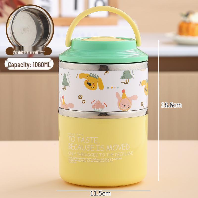 

Adorable Cartoon Double-Layer Thermal Lunch Box with Spoon – 304 Stainless Steel, Ideal for Kids and Students