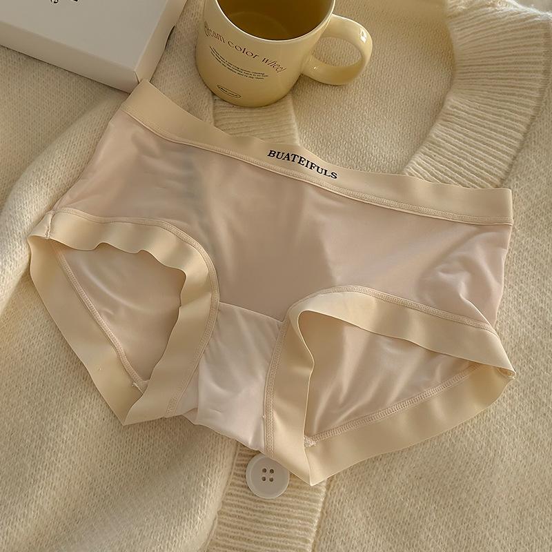 

Быстросохнущее бесшовное нижнее белье для девочек Ice Silk из чистого хлопка с антибактериальной промежностью, ультратонкие дышащие облегающие треугольные трусики XL