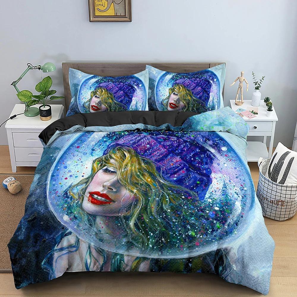 Schönes Bettbezug-Set für Mädchen im Aquarell-Stil, romantisches Thema, Bettbezug, Kingsize-Bett für Paare und Mädchen, Polyester-Bettwäsche-Set