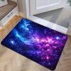 1pc, 2D Flat Printing, Blue-Purple Starry Sky Pattern Entrance Doormat, Non-Slip Machine Washable Easy-to-Clean Polyester Mat, Suitable for Home and O