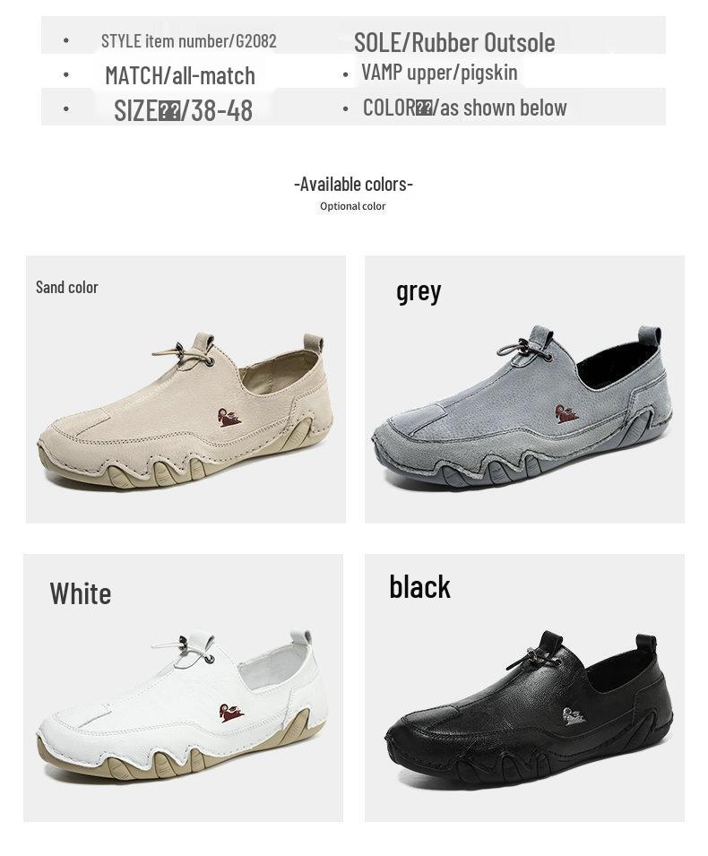Cross-Border Octopus Plus Size Men's Genuine Leather Low-Top Casual Bean Shoes