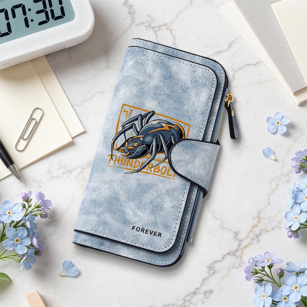 Thunderbolt Spider Pattern Long Wallet Multi Slot Fashion Purse for Daily Use