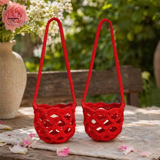 Wine Glass Lanyard Cup Holder, Crochet Sleeve, with Long Knitted Sleeve Strap Portable Crossbody Bag, for Outdoor Picnic Festival Travel Adjustable