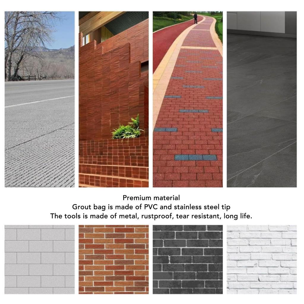 Tile Grout Masonry Mortar Bag with Brick Jointer and Tuck Pointer Reusable Easy To Clean Cement Sealer Bag Piping Bag