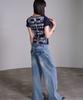 PRENDA Double Cross Back Print Short Sleeve Navy