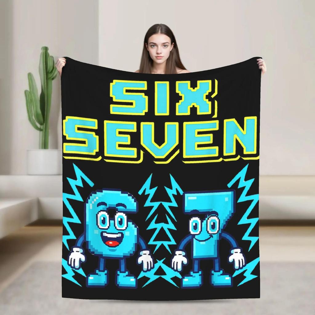 Retro Six Seven Italian Brainrot Humor Meme Super Soft Plush Blanket for Kids Bedding Throws Home Decor Flannel Bedspread