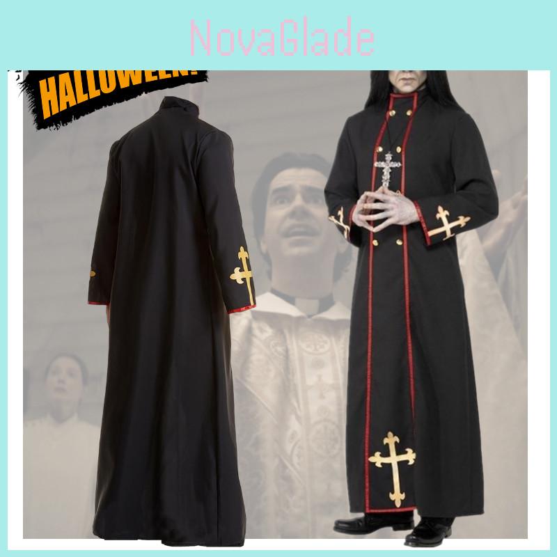 Men's Medieval Priest Costume For Cosplay And Halloween Cotton Blend Fabric, Available In M, L, Xl