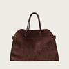 Brand 15 Inch Large Capacity Tote Bag For Women Top Grain Cowhide & Suede Briefcase, Leather Work Bag, Commuter Platinum Bag