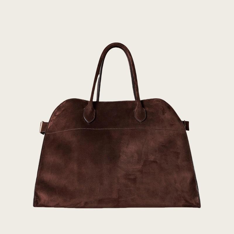 Brand 15 Inch Large Capacity Tote Bag For Women Top Grain Cowhide & Suede Briefcase, Leather Work Bag, Commuter Platinum Bag