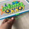 Real Shot Colorful Mushroom Nail Puzzle Toy Mosaic Pegboard Flapper Small Gifts For Kindergarten Pupil Jigsaw Puzzle Game Storage Basket