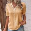 2023 Summer Women's European and American Fashion Hollow Short-Sleeve Shirt