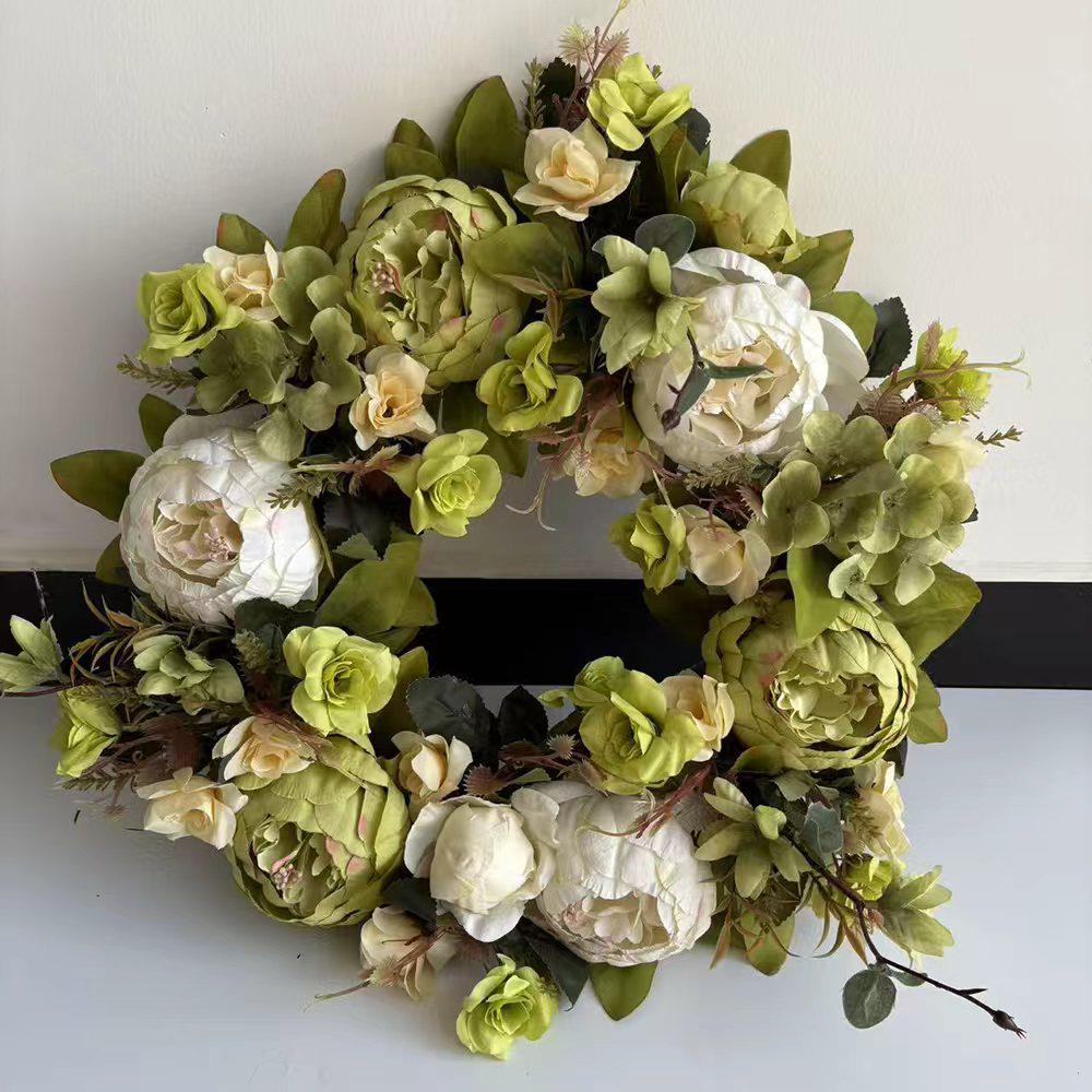40cm Nordic Silk Rose Peony Wreath for Wedding & Home Wall Decoration