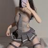 Japanese JK School Uniform Style Bodysuit Lingerie Hollow Out Design Pure Sexy Look Easy Access Role Play Costume for Women