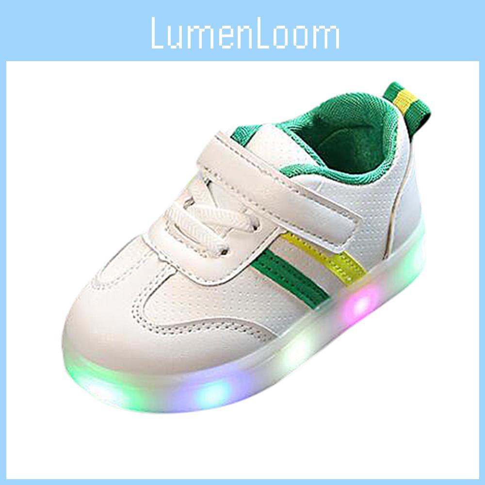 High-quality Luminous Sneakers For Kids With Striped Pattern And Eye-catching Led Features