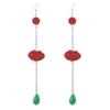Original cinnabar earrings niche design retro long fringed earrings, natal red earrings for women