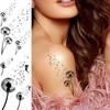 13 Sheets Black Dandelion Temporary Tattoos For Women Men Realistic Tattoos Sticker Fake Flying Birds Butterfly Flower Tatoos Paper Decoration