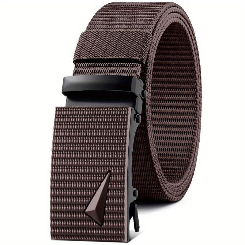 1Pc Men's Automatic Buckle Outdoor Canvas Belt, Jeans Belt