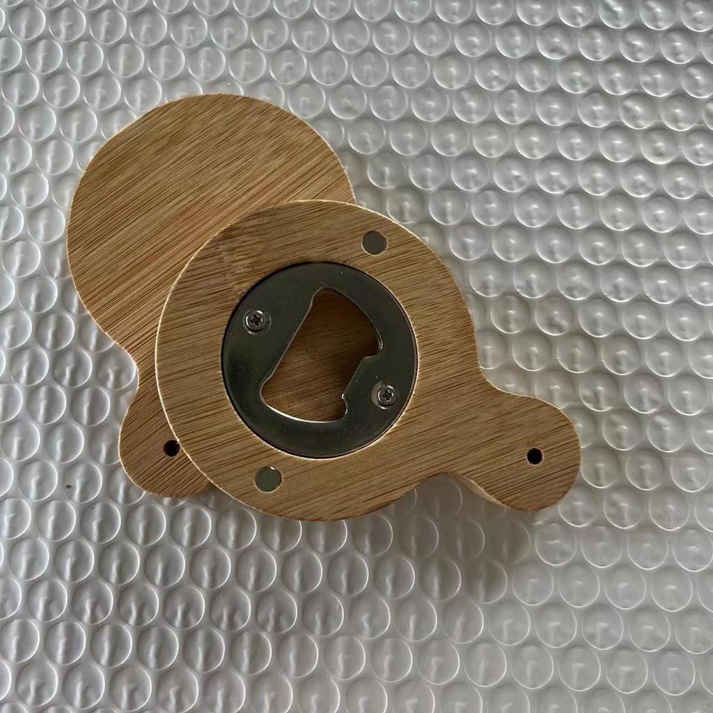 Bamboo Magnetic Bottle Opener with Creative Logo for Refrigerator Advertising