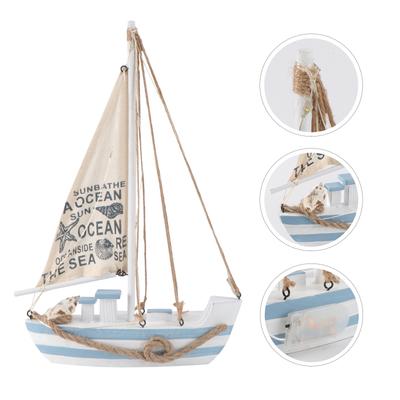 Ocean Decorations Water Table Toy Sailboat Model Statue Decorate Wood Tabletop Wooden Bamboo Ornament Office Seaside