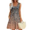 Summer Dresses For Women Beach Boho Sleeveless Printing Flowy Pocket Tshirt Tank Sundresses
