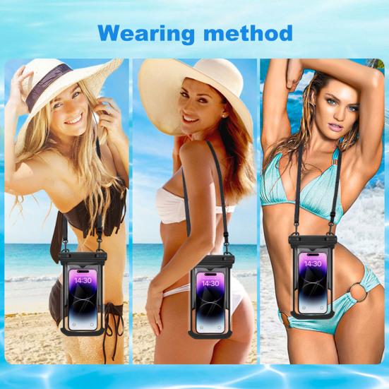 Waterproof Phone Pouch with Lanyard Touchscreen Clear Leakproof Kayaking Swimming Floating Universal 5-7.7