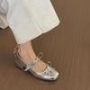 Gentle sweet beans! Temperament round head bow word with Mary Jane shoes women's 2025 spring and autumn light mouth thick heel single shoes