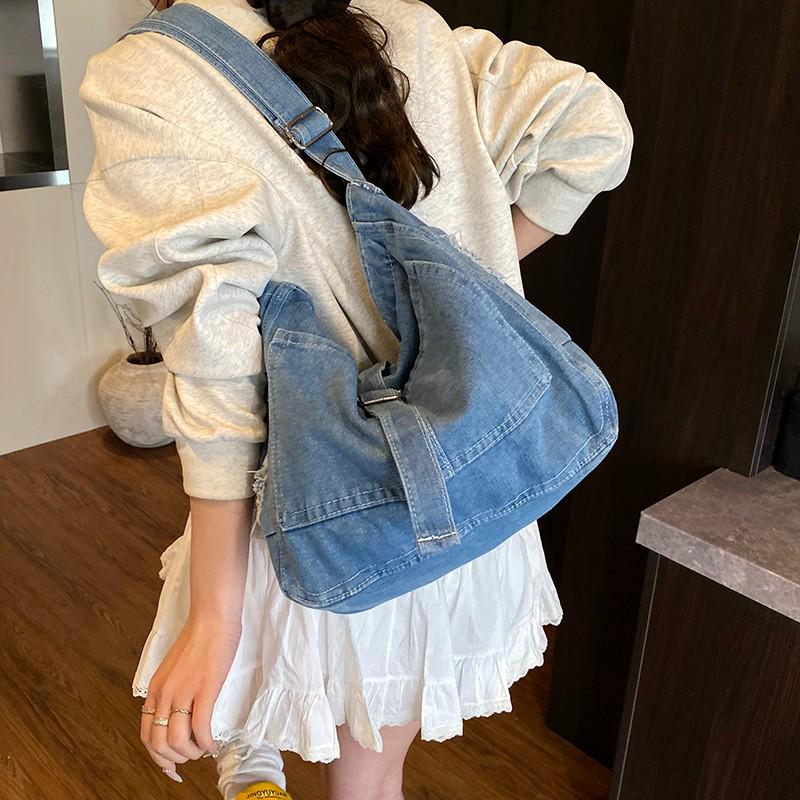 2025 Vintage Denim Crossbody Shoulder Bag - Trendy, Large Capacity, Casual Versatile Tote for Women