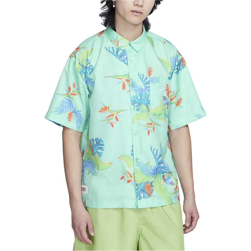 Nike Dri-Fit Plant Print Quick-Dry Short Sleeve Shirt Men Tops Rising-Teal FQ0348-349