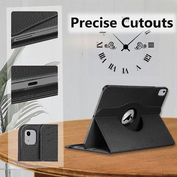 Case + Tempered Glass - BOOLING - iPad Air 4/5 10.9" - 360° Protection - Black Faux Leather - Multi-Angles