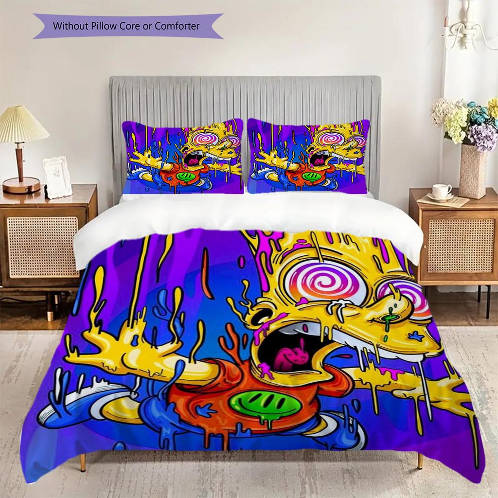 Vibrant Chaos Surreal Meltdown Bedding (1 * duvet cover + 2 * pillowcase, without core) 2D Flat Duvet cover and pillowcase Bedding set