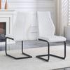 [Set of 2] Dining Chair in White Diamond Pattern: High Backrest + Comfortable Seat Cushion, Black Metal Frame Non-Slip and Durable
