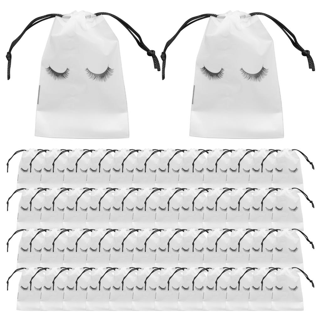 Good-50 Stück Wimpernpflegebeutel, Kosmetiktaschen aus Kunststoff, Reise-Kosmetikbeutel mit Kordelzug