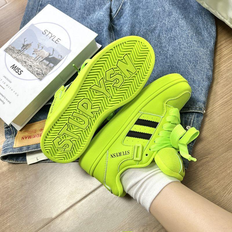 Niche Fluorescent Green Bread Shoes Women Ins Tide 2025 Summer Factory Versatile Student Leisure Sports Board Shoes