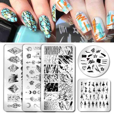 Butterfly Whale Nagelstämpelplatta Bokstav Blomma Ormskinn Söt Nail Art Stencilverktyg