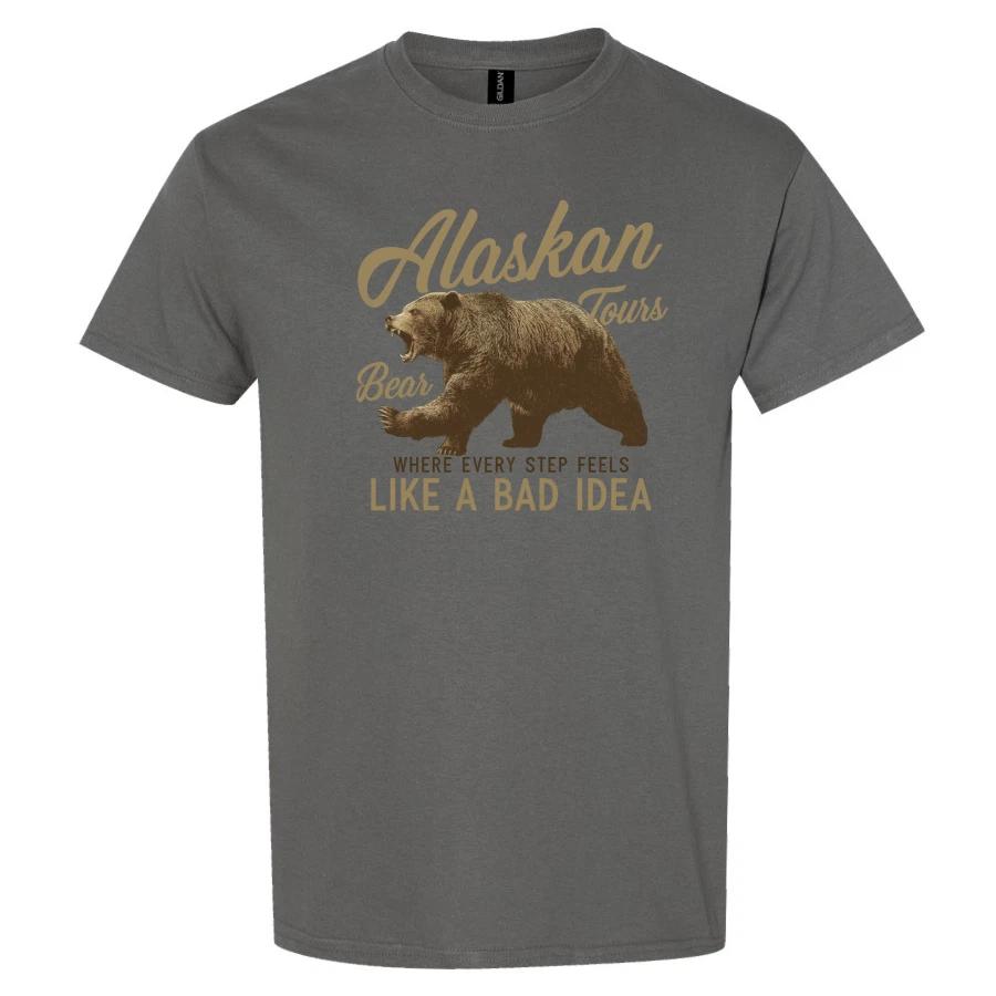 Alaskan Tours Bear T Shirt Like a Bad Idea Funny Vintage Travel Graphic Tee Gift XL