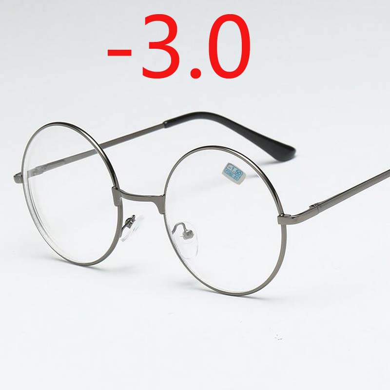 Round Glasses Woman Men Glasses Retro Myopia Optical Metal Frames Clear Lens Black Silver Gold Eyeglasses -1.0 -1.5 -2.0 To -4.0