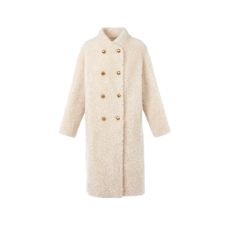 

LANCY Wool Blend Faux Fur British Style Overcoat 2XL