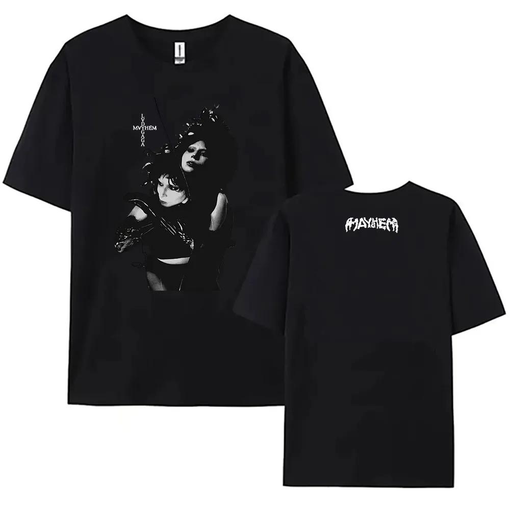Grungeowe Koszulki Lady Gaga Mayhem Album T-shirt Bawełniana Damska Męska Koszulka z Okrągłym Dekoltem Piosenkarka Letnia Koszulka Nadruk Odzież dla Fanów Prezent