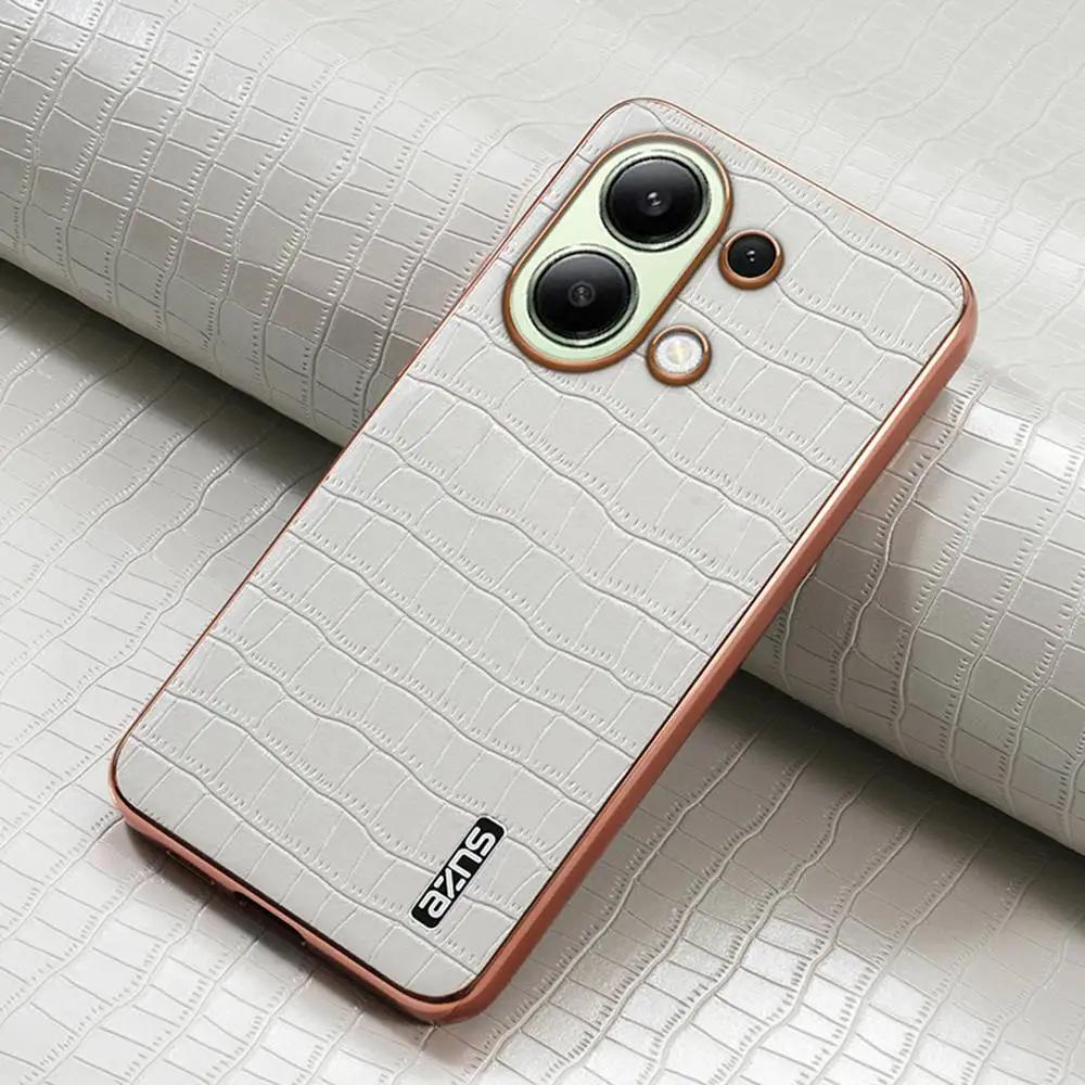 Leather Case Plating Bumper Full Shockproof Cover for Redmi Note 13 Pro 4G 13Pro Poco M6 Pro 4G Case PU Leather+TPU Phone Case