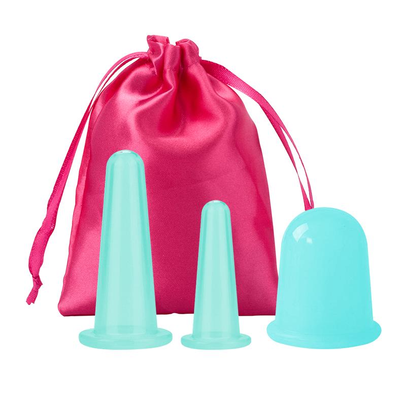 BEPAN 3PC Silicone Vacuum Suction Cup Massager Body Facial Suction Cup Massage Suction Cup Anti-cellulite Vacuum Treatment Massager