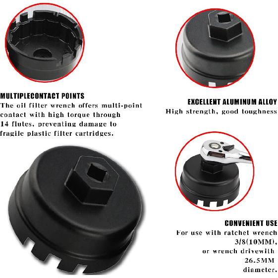 Oil Filter Cap Wrench Removal Tool Suitable For 4 Runner, RAV4, Highlander And More. Oil Filter Wrench For 2.5-5.7L Engine With Cartridge Style Oil