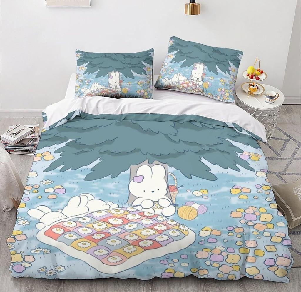 Conjuntos de Cama de Microfibra, Motivo Animal de Desenho Animado 3D, Roupa de Cama Infantil com Zíper Decoração de Quarto Capa de Edredom para Adolescentes Adulto