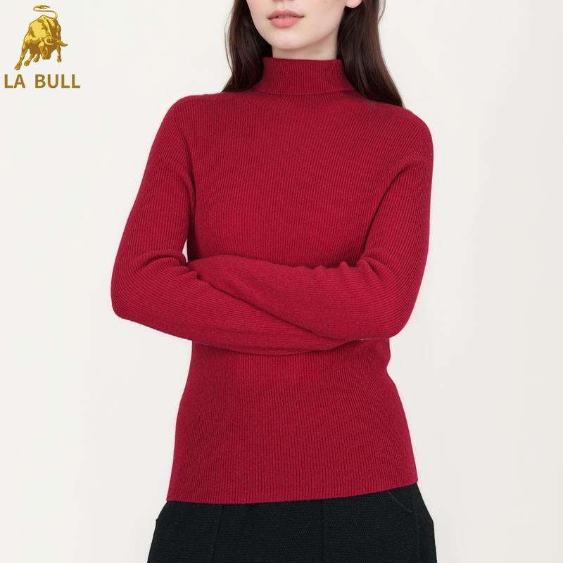 LA BULL Women's Cashmere Turtleneck Long Sleeve Knit Sweater