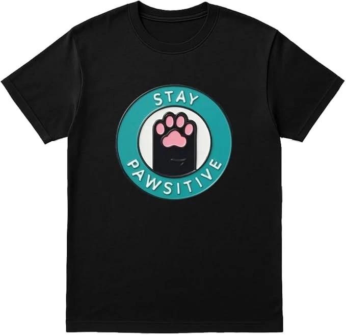 Stay Pawsitive Shirt – Cute Cat Paw T-Shirt for Animal Lovers XXXL