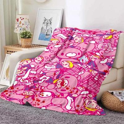 Cartoon Gloomy Bear Printed Blanket for Beds Sofas Warm Soft Flannel Blanket Gift#