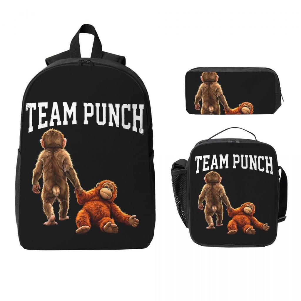 Punch The Monkey Baby Monkey Holding Kids Backpack Lunch Box Pen Bags for Boys Girls Backpacks Lightweight Schoolbag Bookbag Set